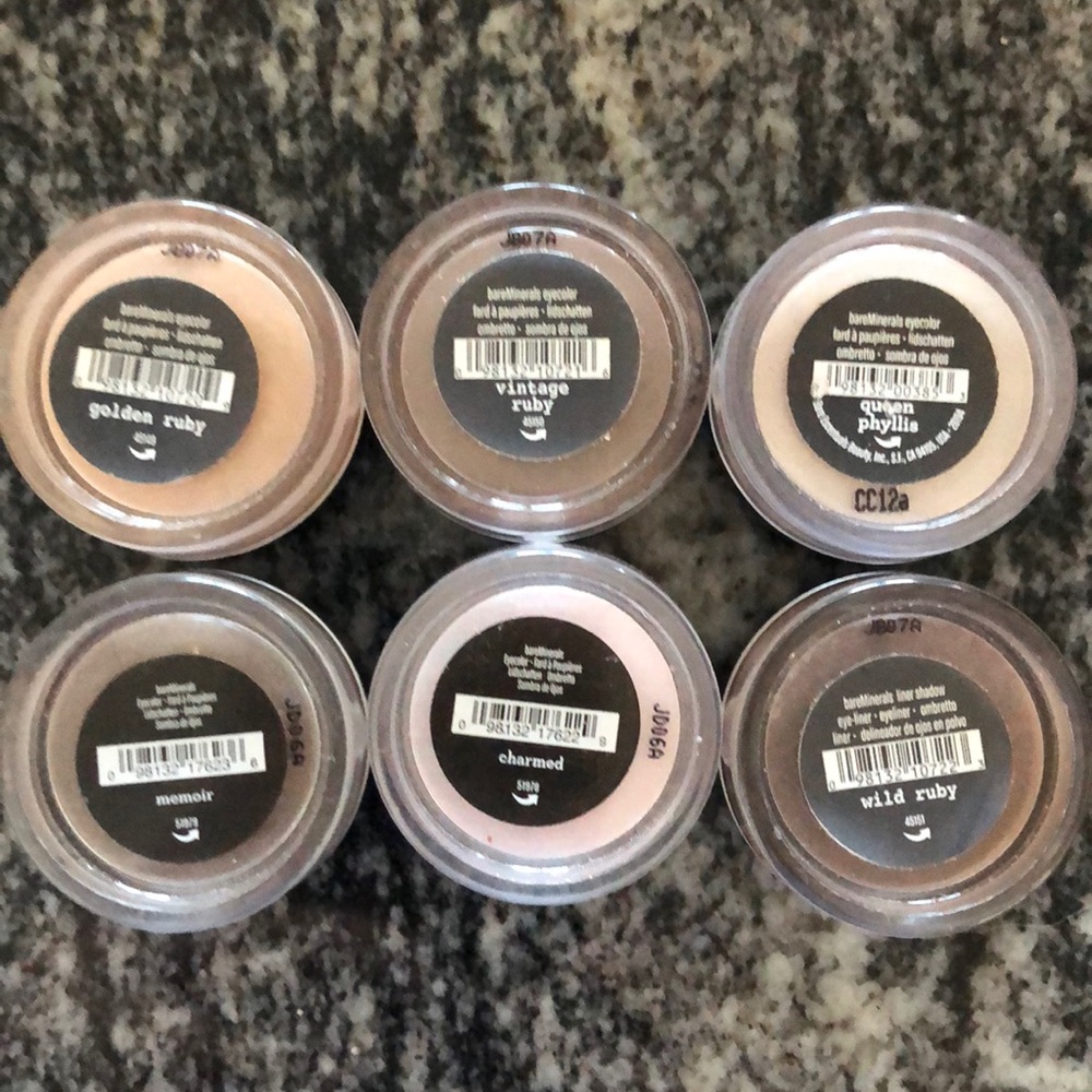 6 Pc Bare Minerals Eyeshadows and Eyeliner Shadow